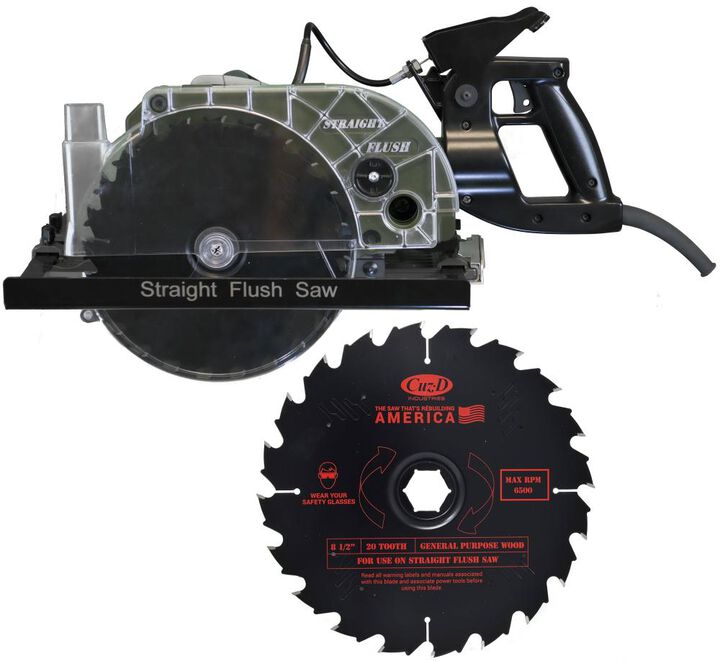 Cuz-D Straight Flush Cut Saw & 8 1/2 Inch & 20 Tooth Carbide Tipped Blade Bundle