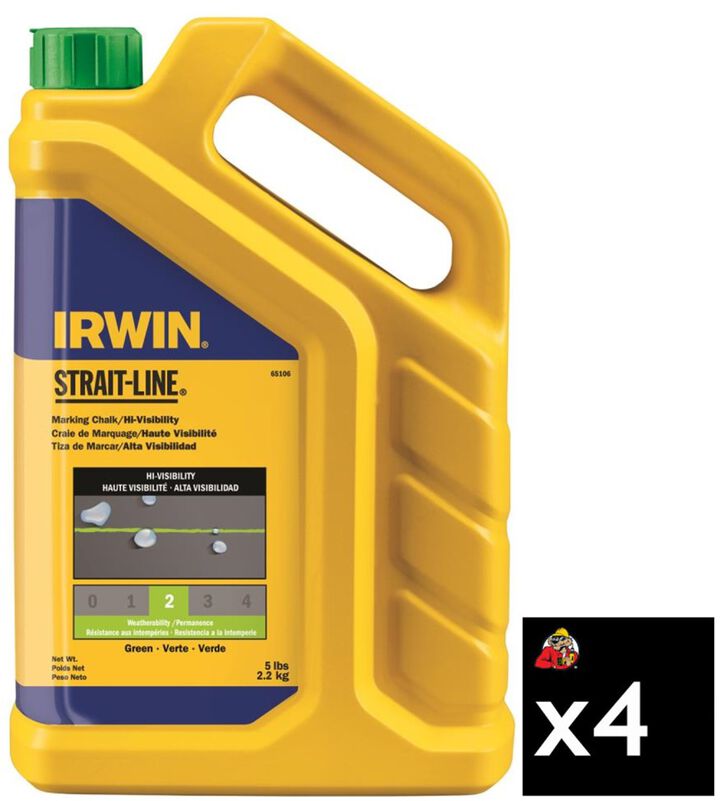 Irwin 5lb Green Chalk Hi Vis Pack of 4