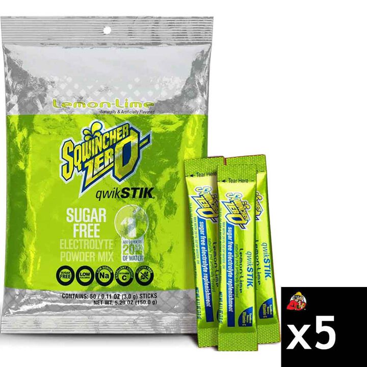 Sqwincher Zero Qwik Stik Single Serve Lemon-Lime Hydration Pack 5 50 Count Bags 250 Pieces