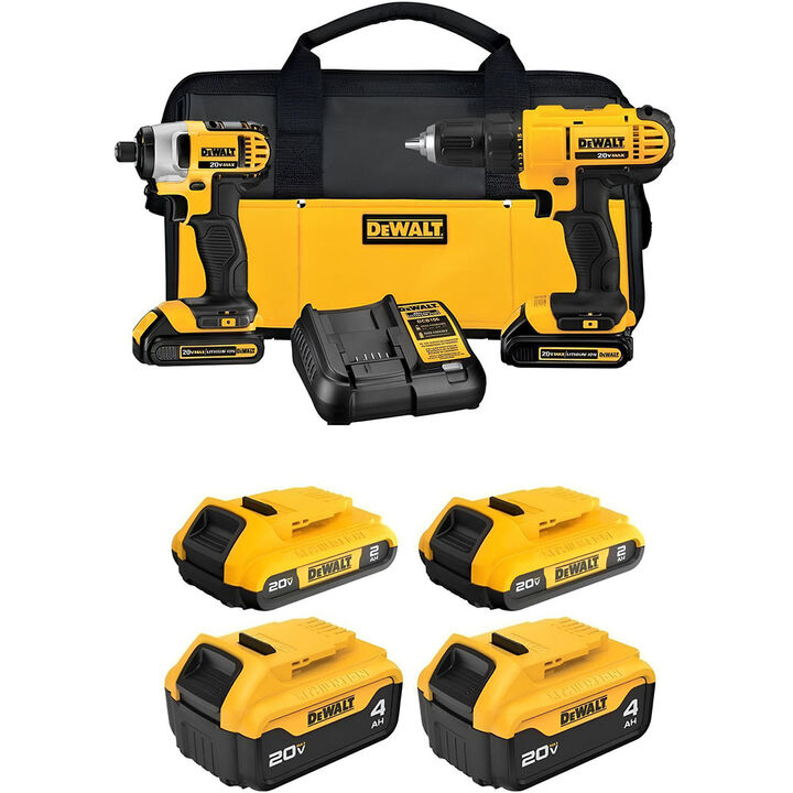 DEWALT 20V MAX Drill Driver/Impact Combo Kit & Battery Pack Bundle