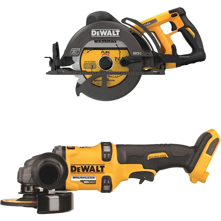 DEWALT 60V MAX 7-1/4 Inch Cordless Saw & 4-1/2 Inch - 6 Inch Grinder Bundle
