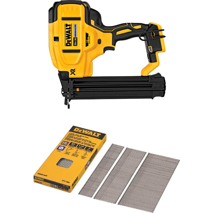 DEWALT 20V MAX Cordless Brad Nailer & Brad Nail Project Pack Bundle