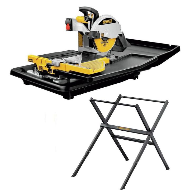 DEWALT 10 Inch Corded Wet Tile Saw & Wet Tile Saw Stand for D24000 Bundle