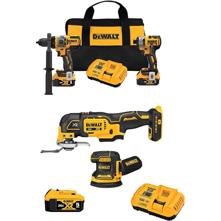 DEWALT 20V MAX Drill, Driver, Sander & Multi-Tool Combo Kit Bundle