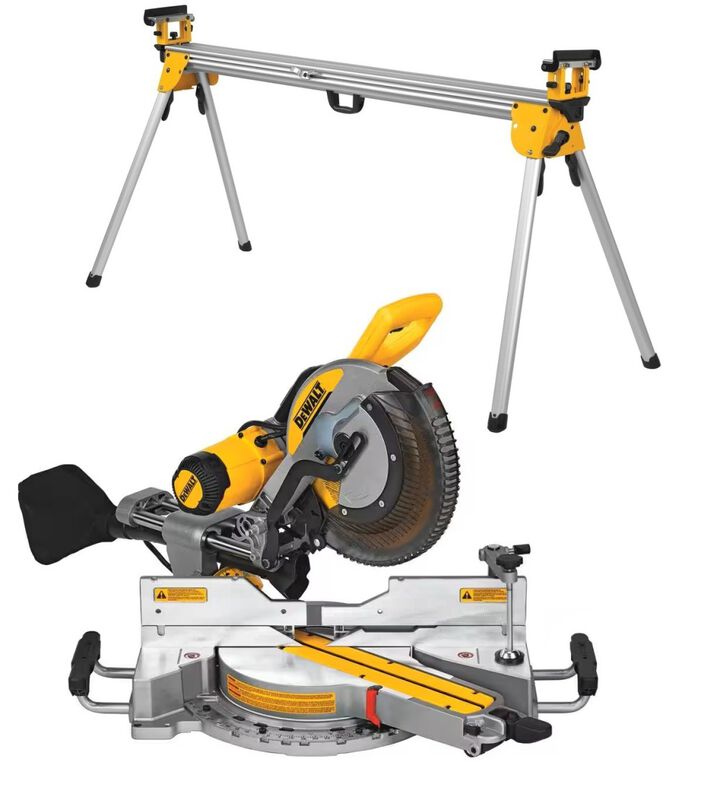 DEWALT Miter Saw Silver Stand & 12 Inch Double-Bevel Miter Saw Bundle
