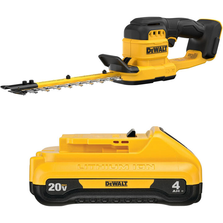 DEWALT 20V MAX 8 Inch Cordless Compact Hedge Trimmer & 4Ah Battery Bundle
