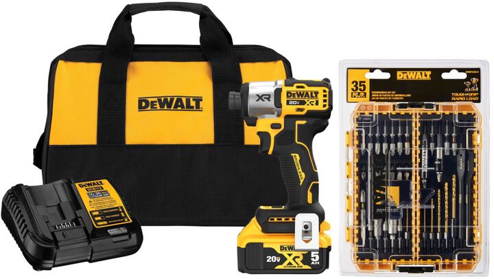 DEWALT 20V MAX XR Impact Driver Kit & Rapid Load Accessory Set With Toughcase+ Bundle