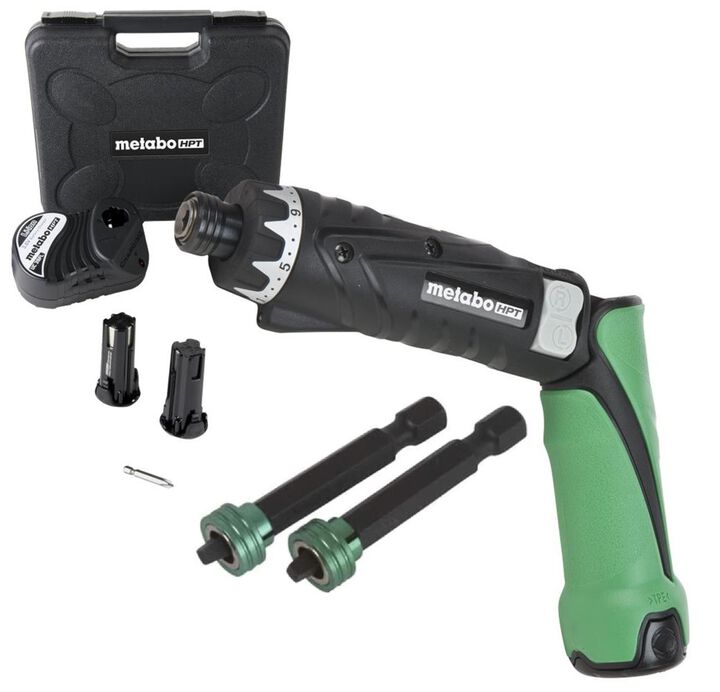 Metabo HPT 3.6V 1/4 Inch Hex Drive Screwdriver, 1.5 Ah Li-Ion, 44 in/Lbs Torque, 2 Batteries & 2pk Magnetic Driver Bits No. 2 Square Bundle