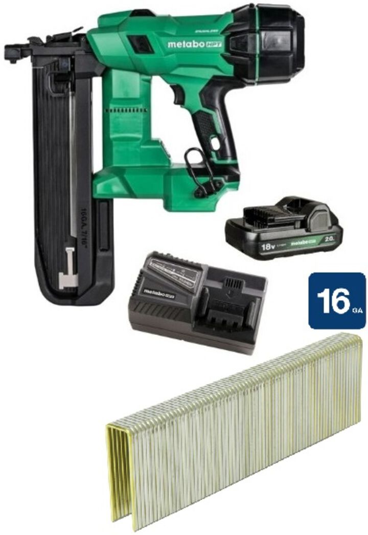 Metabo HPT 18V MULTIVOLT 7/16 Inch Standard Crown Stapler 2 Ah Kit & Standard Crown Staple Bundle
