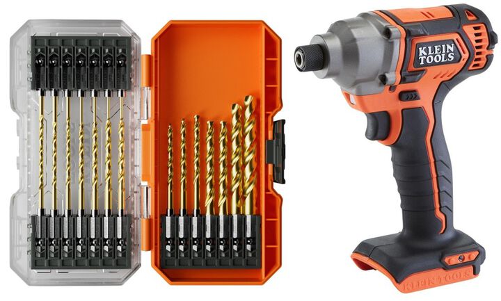 Klein Tools Compact Impact Driver (Bare Tool) & 21 Piece Titanium Drill Bit Set Bundle
