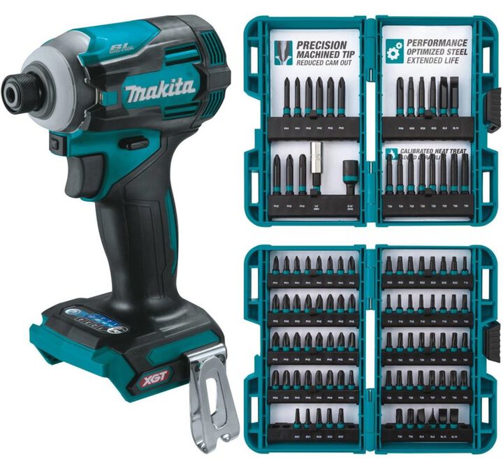 Makita XGT 40V Max Impact Driver 4 Speed (Bare Tool) & ImpactX 100 pc. Driver Bit Set Bundle