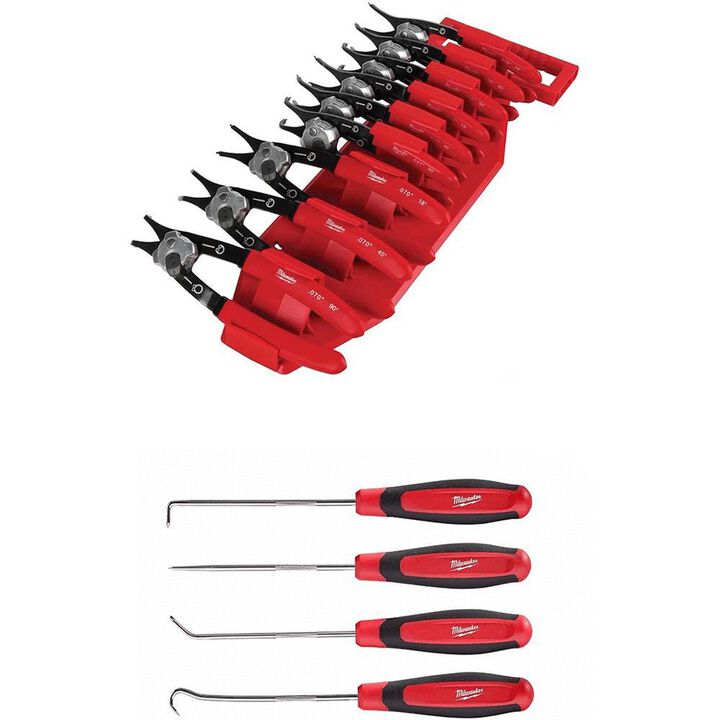 Milwaukee 9-Piece Snap Ring Pliers Set, 4pc Hook & Pick Set Bundle