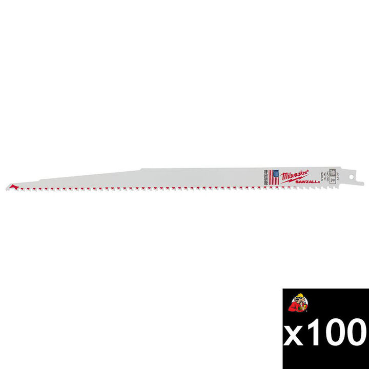 Milwaukee 12 Inch 5 TPI SAWZALL Blade Bundle, 100 Pieces