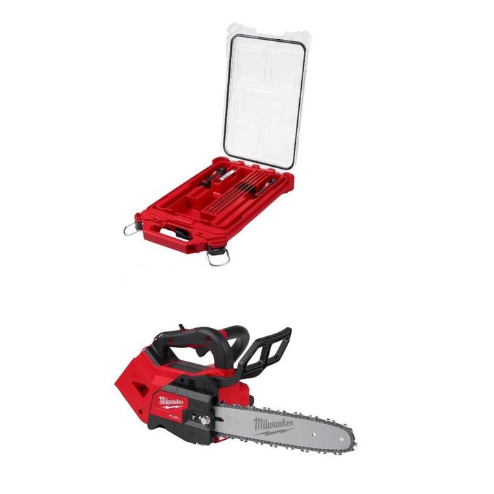 Milwaukee Saw Chain Sharpening Set 9 Pieces and M18 Fuel 12 Inch Chainsaw (Bare Tool) Bundle