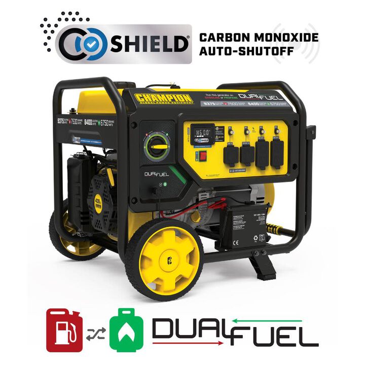 Champion Power Equipment 9375-Watt Electric Start Dual Fuel 49 State Home Backup Portable Generator