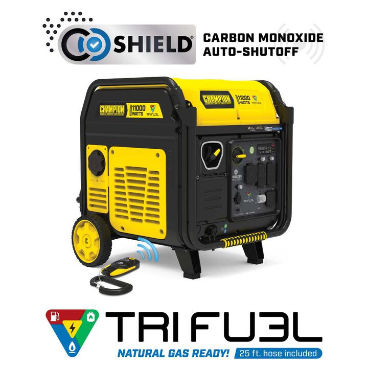 Champion Power Equipment 11,000-Watt Wireless Remote Start Tri Fuel 49 State Home Backup Portable Inverter Generator with Quiet Technology