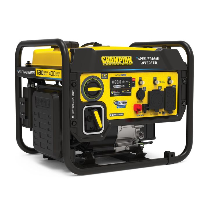 Champion Power Equipment 5500-Watt Gas Powered 50 State RV Ready Portable Open Frame Inverter Generator with Quiet Technology CARB Compliant