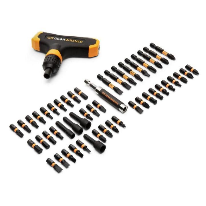 GEARWRENCH 1/4 Inch Hex Micro Bit Set with Ratcheting T-Handle 51 Pieces