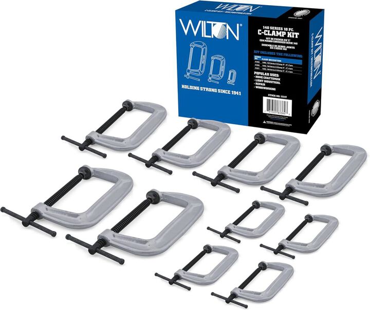 Wilton 140 Series 1-1/8 to 3-1/4 Inch Throat Depth C-Clamp Kit, 10 Pieces