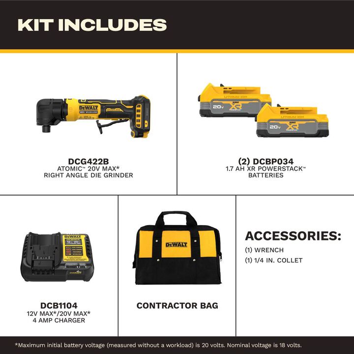 DEWALT ATOMIC 20V MAX Right Angle Die Grinder Kit, large image number 2