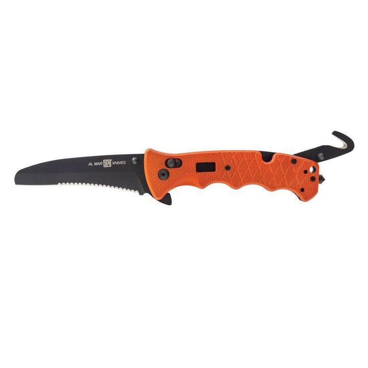 AL MAR Knives 3.5 Inch High-Visibility Rescue Assist Knife Orange