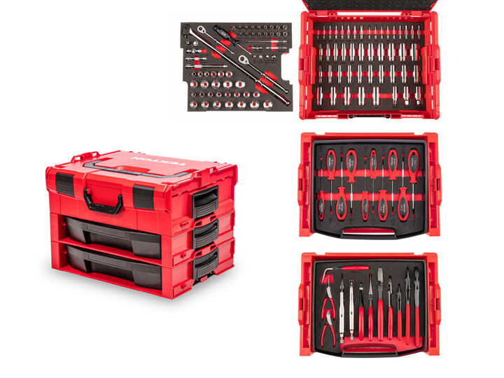 Tekton 1/4, 3/8 6-pt Skt and Ratchet, Screwdriver, Pliers Set, 127-pc.