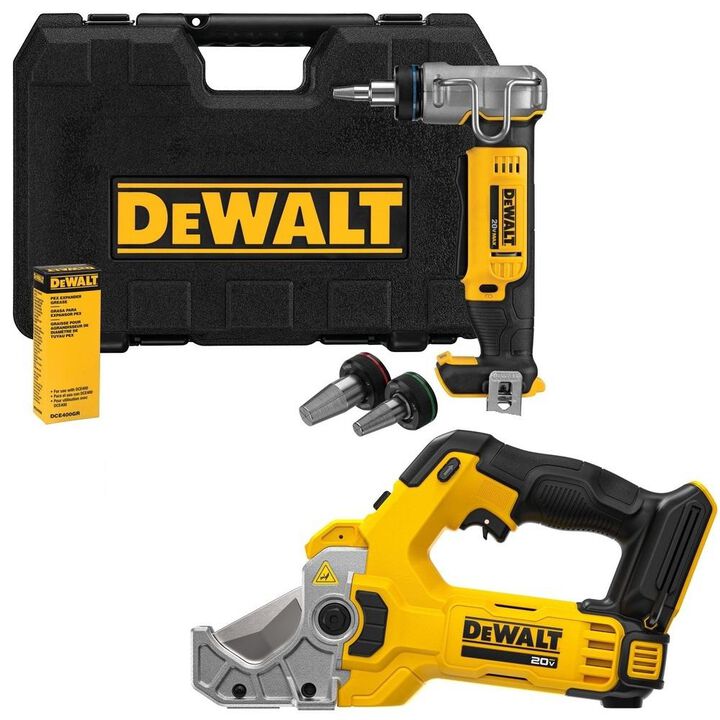 DEWALT 20V MAX 1 Inch PEX Expander and 20V MAX Plastic Tubing Cutter (Bare Tool) Bundle
