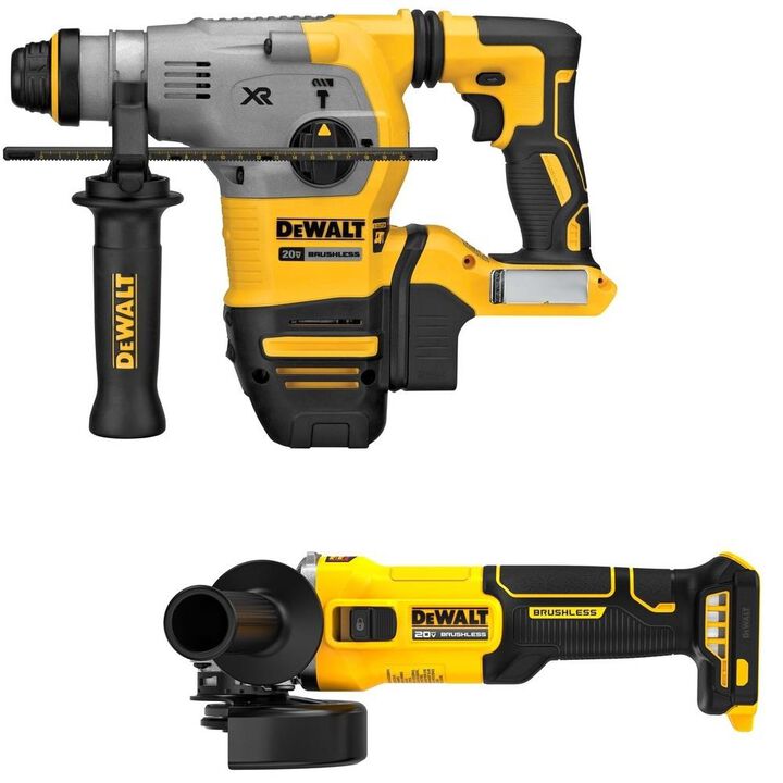 DEWALT 20V MAX XR Cordless Rotary Hammer and Slide Switch Grinder (Bare Tool) Bundle