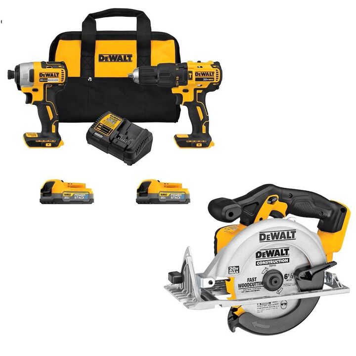 DEWALT 20V MAX 2 Tool Combo Kit and 20V MAX 6-1/2 Inch Circular Saw Bundle