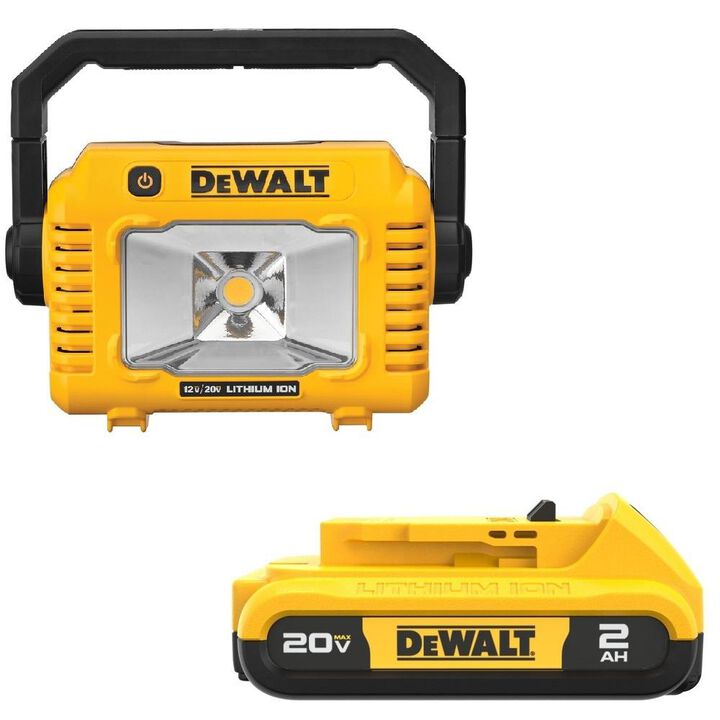 DEWALT 12V/20V MAX Compact Task Light and 20V MAX 2Ah Battery Bundle