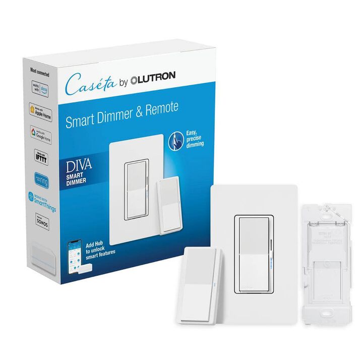 Lutron Diva 120V 150W 1P Gloss White 3-Way Smart Dimmer Switch Kit