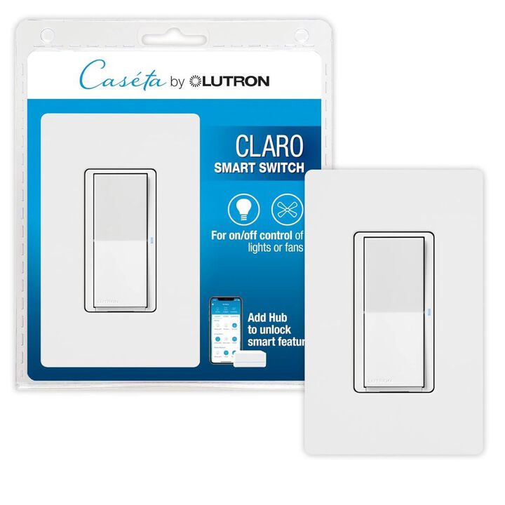 Lutron Caseta 120V 5A 1P Gloss White Rocker Control Claro Smart Switch