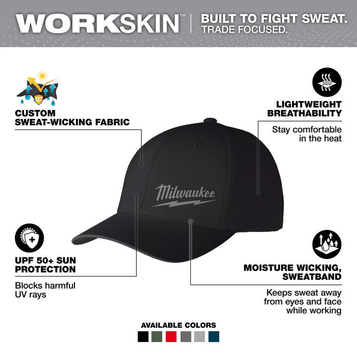 Milwaukee WORKSKIN Performance Fitted Hat Black S/M, large image number 1
