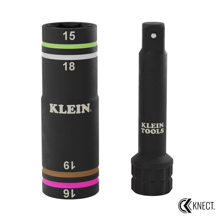 Klein Tools KNECT Quad 4 Heavy Duty Impact Flip Socket Metric 2 Pieces