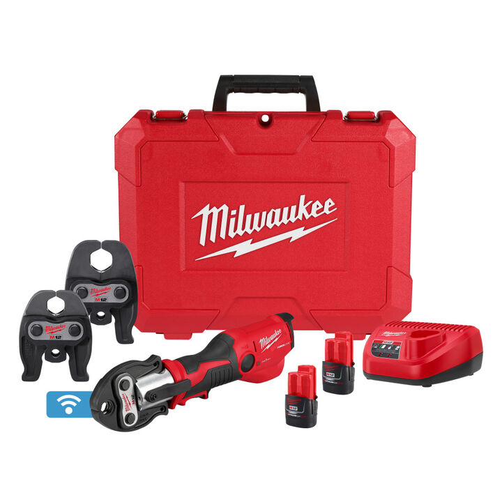 Milwaukee M12 FORCE LOGIC Press Tool Kit with ONEKEY with 1/2 Inch 1" Inch CTSV Jaws