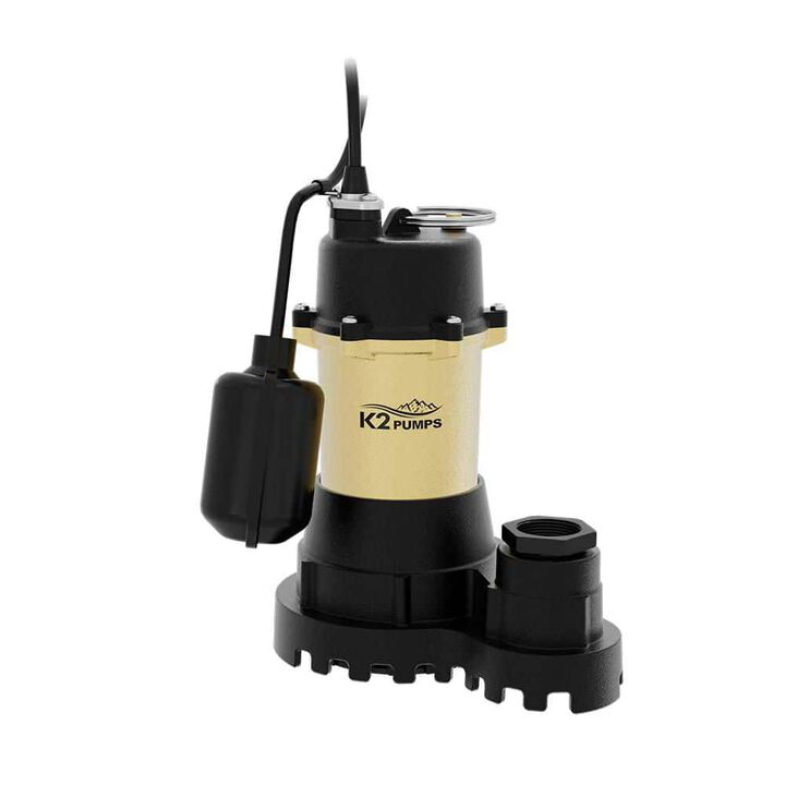 K2 Pumps 1/3 HP Heavy-Duty Cast Iron Sump Pump with Piggyback Vertical Switch