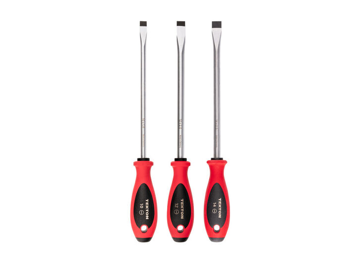 Tekton Slotted Screwdriver Set - 8 Inch Shanks 10 - 14 mm 3 Pieces