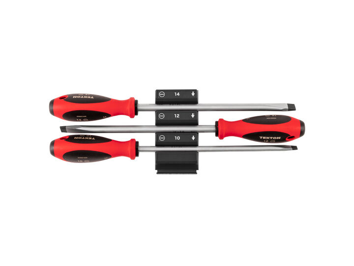 Tekton Slotted Screwdriver Set with Organizer 10 - 14 mm 3 Pieces