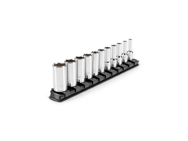 Tekton 1/4 Inch Drive Semi-Deep 6 Point Socket Set, 5/32-9/16 Inch, 11 Pieces