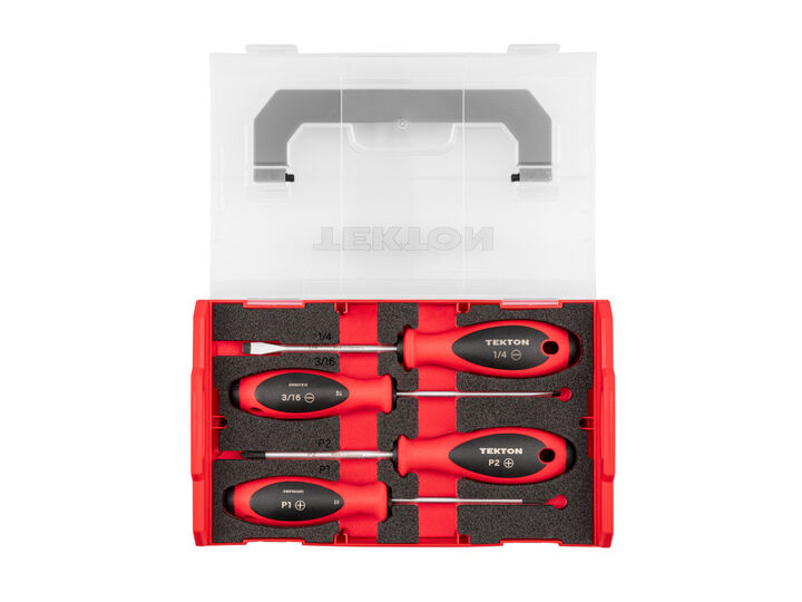 Tekton Phillips and Slotted Screwdriver Set, Stacking #1-#2, 3/16-1/4, 4 Pieces