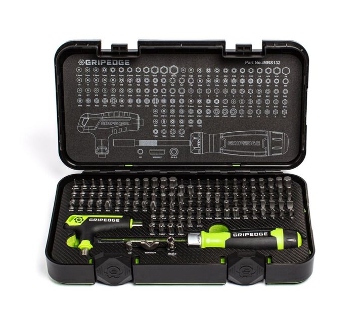 GripEdge Tools Rounding Prevention Technology Multi-Bit Driver Set 132 Pieces