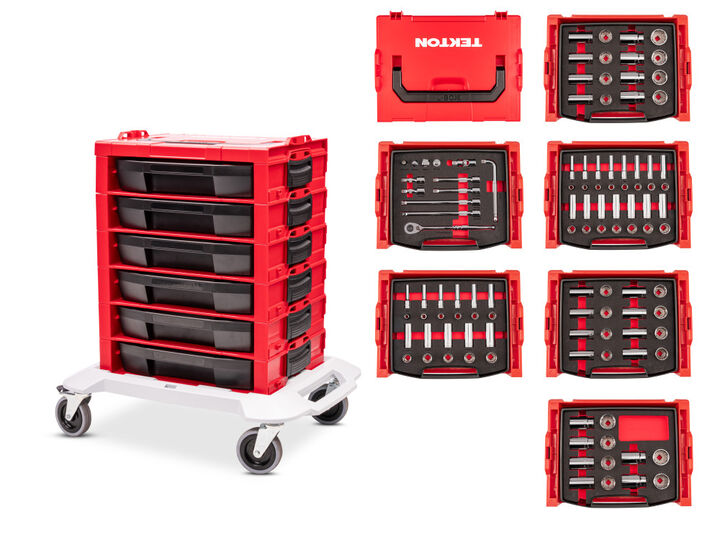 Tekton 1/2 Inch Shallow and Deep 12 Point Socket, Ratchet Set, 109 Pieces