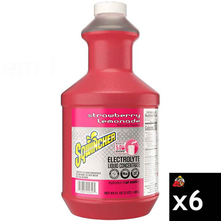 Sqwincher 64 Oz Easy Mix Liquid Concentrate Electrolyte Replenishment Strawberry Lemonade 6 Pieces