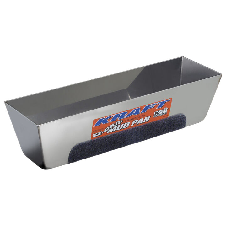 Kraft Tool Co 14 Inch Round Bottom EZ-Grip Stainless Steel Mud Pan