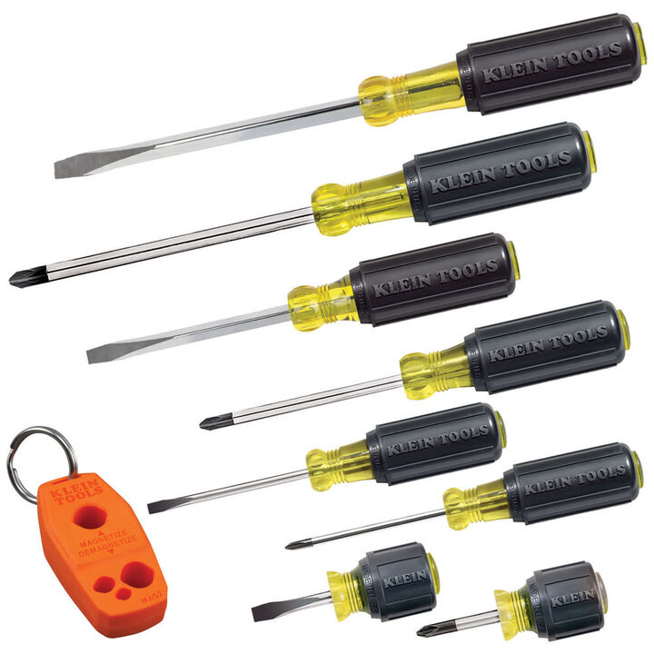 Klein Tools Cushion Grip Screwdriver Set with Magnetizer 9 Pieces