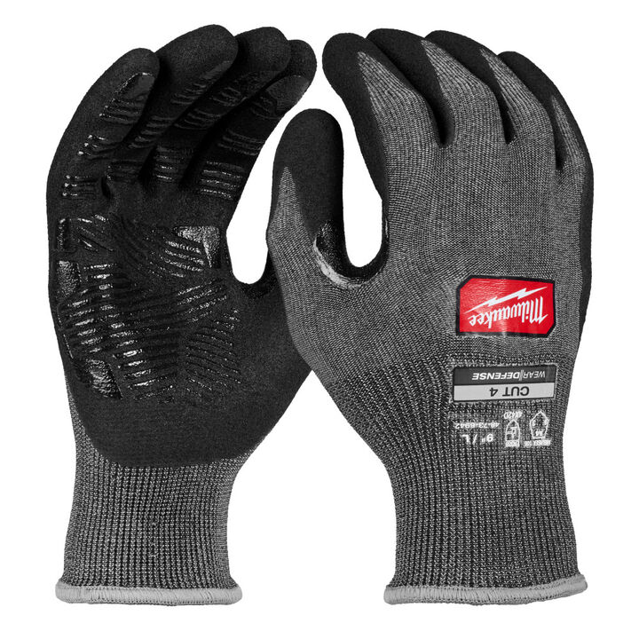 Milwaukee Cut Level 4 High Dexterity Nitrile Dipped Gloves with WEAR-DEFENSE Protection Extra Large