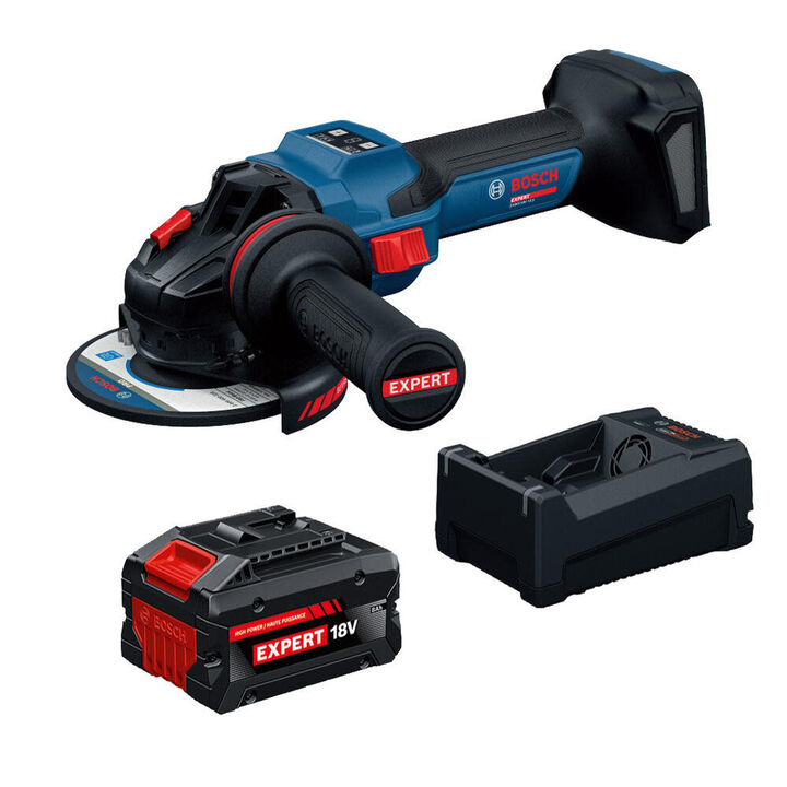 Bosch EXPERT 18V 6 inch Angle Grinder Kit with Slide Switch & 8.0 Ah Battery and Multi-Voltage Charger