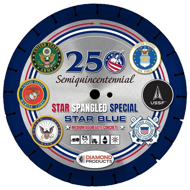 Diamond Products 2026 Star Spangled Special Edition H8B Star Blue High Speed 14 Inch Segmented Rim Diamond Blade for General Purpose Concrete