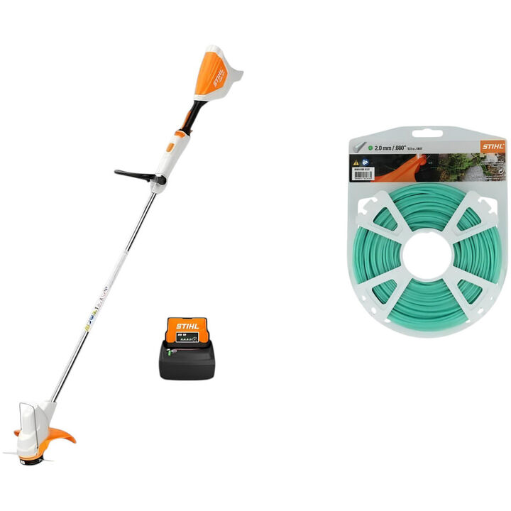 Stihl FSA 57 Trimmer with Battery & Green Nylon Trimmer Line Bundle