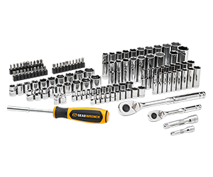 Gearwrench 185 Piece 0.25 Inch 0.375 Inch and 0.5 Inch Sae and MM Mechanics Hand Tool Set